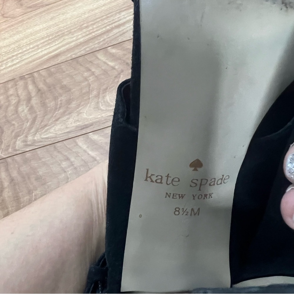 Kate Spade Black Suede Block Heel Sandals Women’s Size 8.5 Ankle Strap - Picture 7 of 7